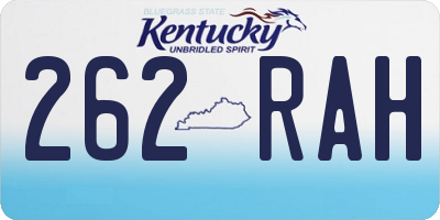 KY license plate 262RAH