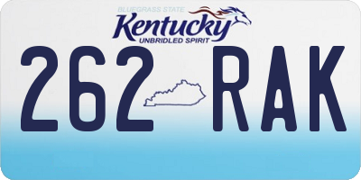 KY license plate 262RAK