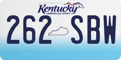 KY license plate 262SBW