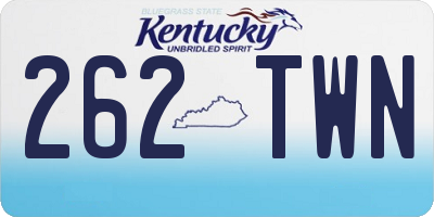 KY license plate 262TWN