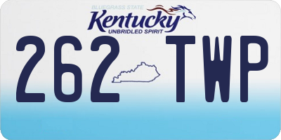 KY license plate 262TWP