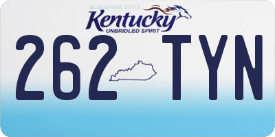 KY license plate 262TYN