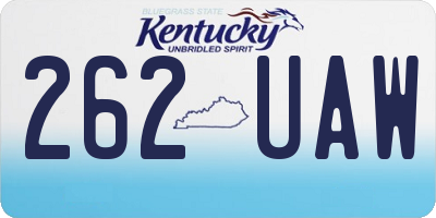 KY license plate 262UAW