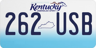 KY license plate 262USB