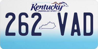 KY license plate 262VAD