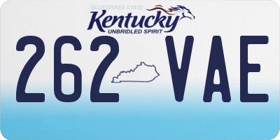 KY license plate 262VAE