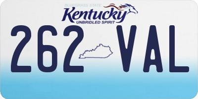 KY license plate 262VAL