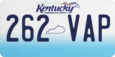 KY license plate 262VAP