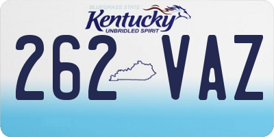 KY license plate 262VAZ