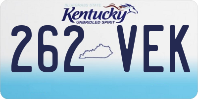 KY license plate 262VEK