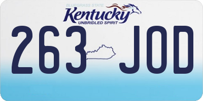 KY license plate 263JOD