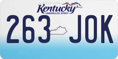 KY license plate 263JOK