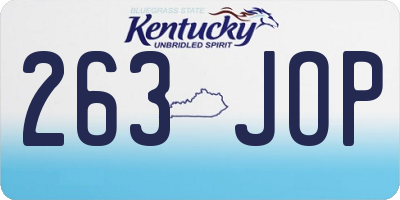 KY license plate 263JOP
