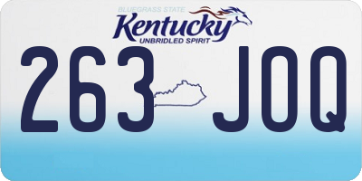 KY license plate 263JOQ