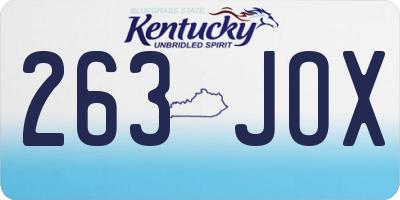 KY license plate 263JOX