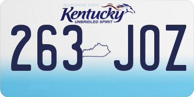 KY license plate 263JOZ
