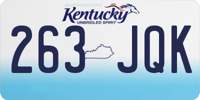 KY license plate 263JQK