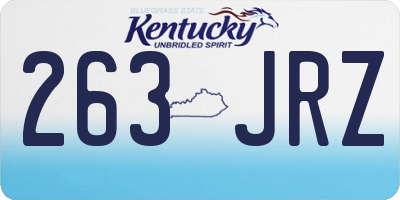 KY license plate 263JRZ