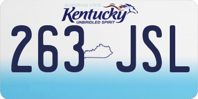KY license plate 263JSL