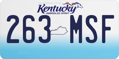 KY license plate 263MSF