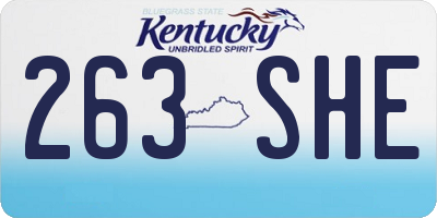 KY license plate 263SHE