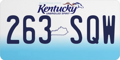 KY license plate 263SQW