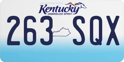 KY license plate 263SQX