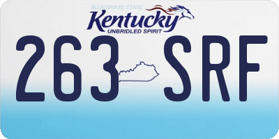 KY license plate 263SRF