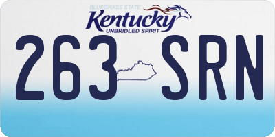 KY license plate 263SRN