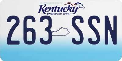 KY license plate 263SSN
