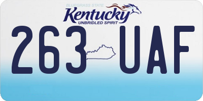 KY license plate 263UAF