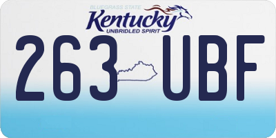 KY license plate 263UBF