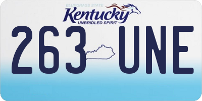 KY license plate 263UNE