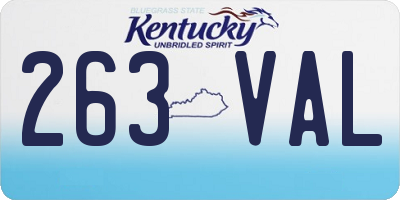KY license plate 263VAL