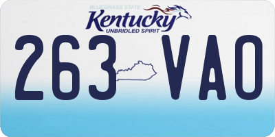 KY license plate 263VAO