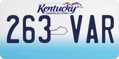 KY license plate 263VAR