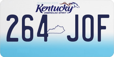 KY license plate 264JOF