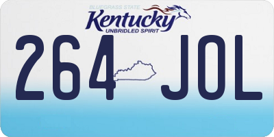 KY license plate 264JOL