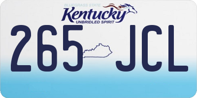 KY license plate 265JCL