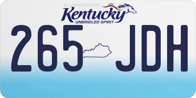 KY license plate 265JDH
