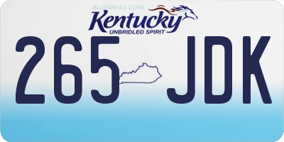KY license plate 265JDK