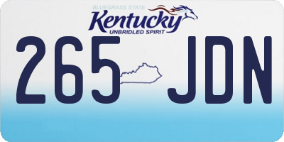 KY license plate 265JDN