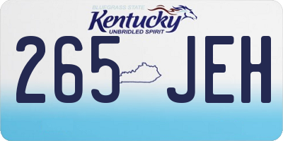 KY license plate 265JEH