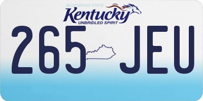 KY license plate 265JEU
