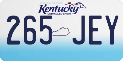 KY license plate 265JEY