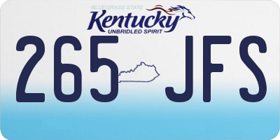 KY license plate 265JFS
