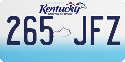KY license plate 265JFZ
