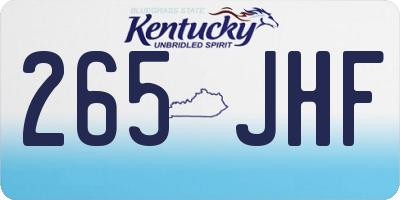 KY license plate 265JHF