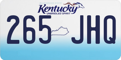 KY license plate 265JHQ