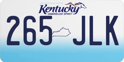 KY license plate 265JLK